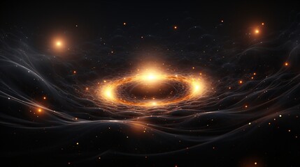 A sentient black hole absorbing luminous strands of raw energy