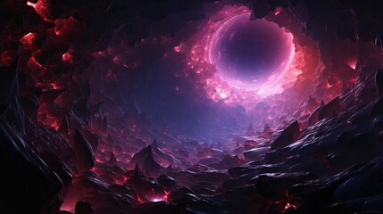 A sentient black hole absorbing luminous strands of raw energy