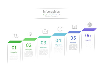 Infographic 6 options design elements for your business data. Vector Illustration.