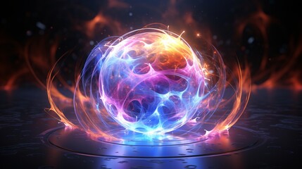 Obraz premium A void sphere absorbing color and leaving trails of electric discharge