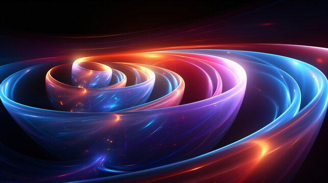 A quantum energy field distorting time into slow-motion neon spirals