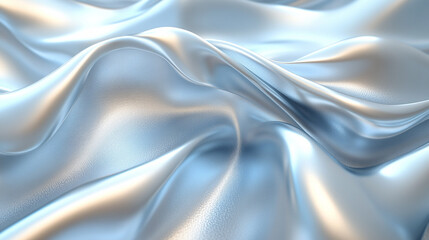 Fototapeta premium Smooth, flowing, light gray-blue fabric drapes in elegant folds.