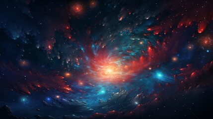 Fototapeta premium A hyper-accelerated meteor storm forming spirals of multicolored light