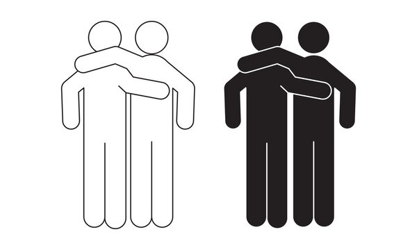 back view side hug Friends Icon set