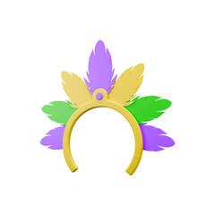 3D icon render headdress on white background 