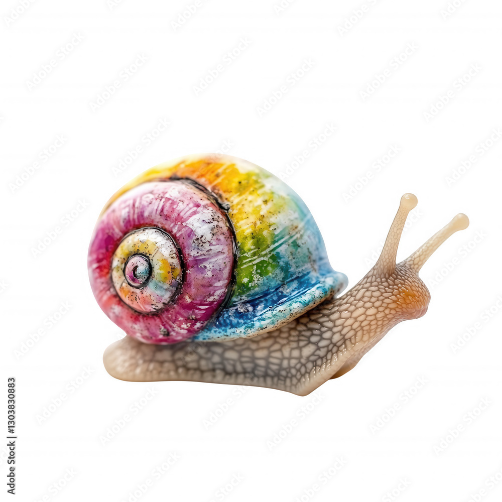 Poster a colorful snail with a vibrant shell showcasing a spectrum of hues.