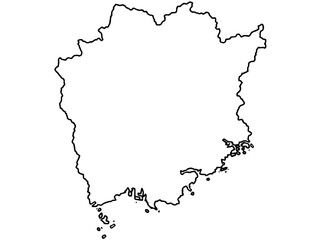 少しゆるい白い岡山県地図 中国地方 西日本