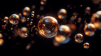 Naklejka premium High-quality isolated bubbles on black background. Perfect for digital design, advertising, and creative projects.