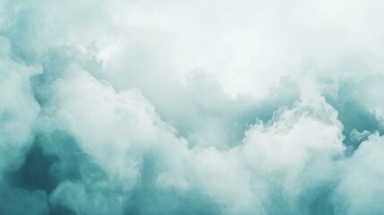Celestial Cloudscape: A Dreamy Teal and White Canvas