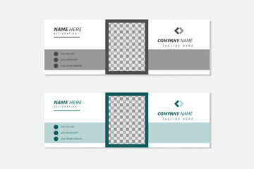 Creative, modern and minimal email signature template or email footer template for business or corporate and personal social media cover Premium Vector