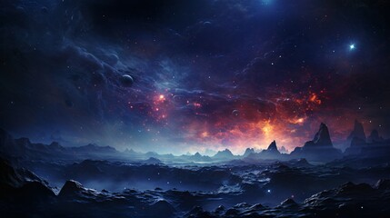 Naklejka premium A glowing cosmic ocean of pure liquid stardust