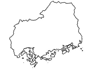 少しゆるい白い広島県地図 中国地方 西日本