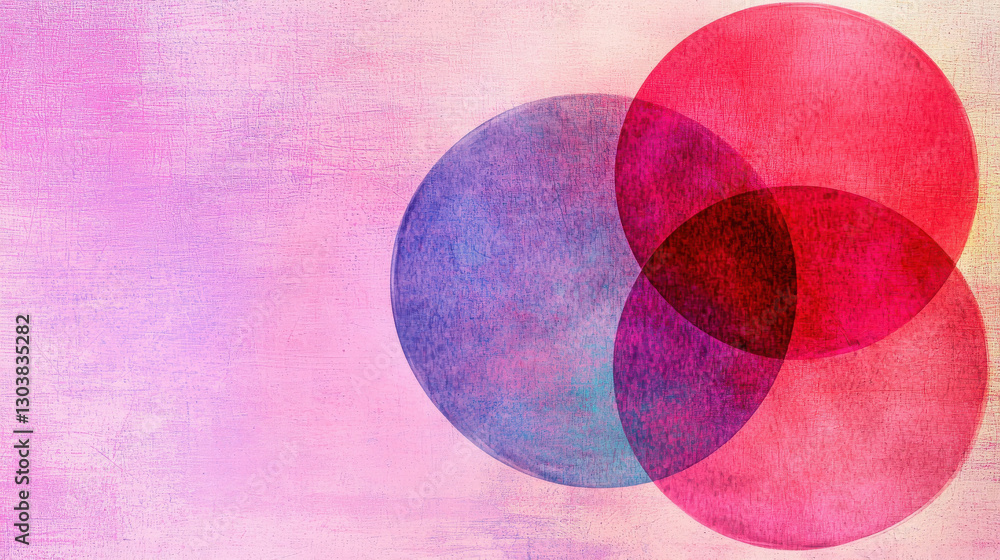 Poster whimsical abstract geometry with rounded shapes in soft colors and textures