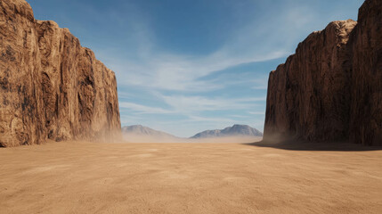 Fototapeta premium Epic Whispering Sands of Destiny with Stunning Desert Vistas and Majestic Rocky Cliffs
