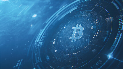 Obraz premium Bitcoin Digital Currency Futuristic Technology Blockchain Network Cryptocurrency Innovation