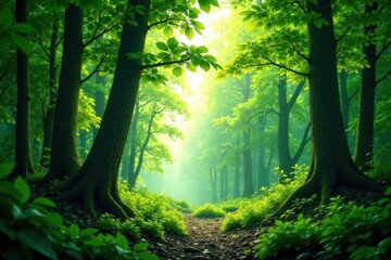 Obraz premium dense forest foliage isolated on white background, woodland, branches