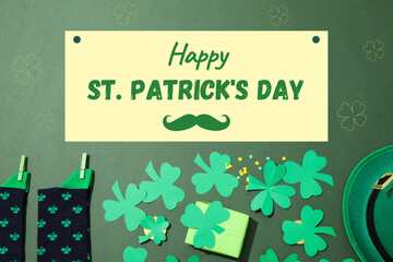 St. Patrick's Day inscription on a green background: 