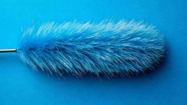 Blue duster on vibrant blue surface