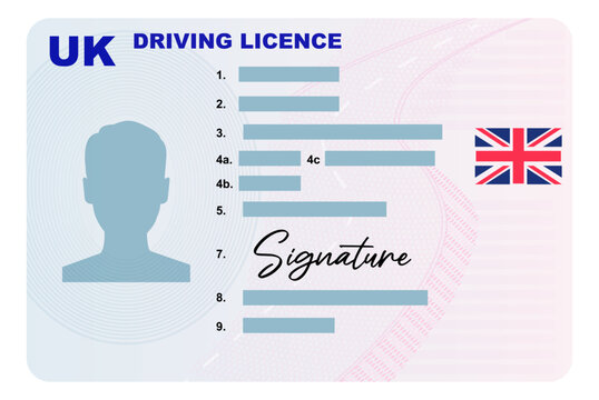 UK driving licence illustration isolated on white background.
