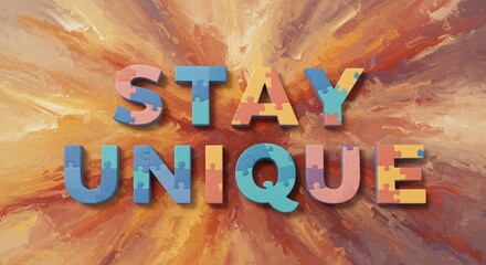 Colorful motivational puzzle typography on abstract artistic background