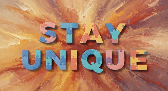 Colorful motivational puzzle typography on abstract artistic background
