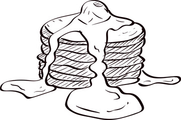 Illustration of pancake sketch with melted butter on top