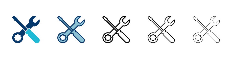 Repair icon vector isolated on white background. Wrench and screwdriver icon. settings vector icon. Maintenance. tools