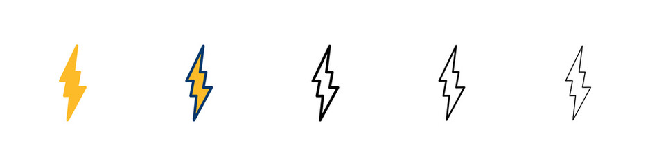 Lightning icon vector isolated on white background. Bolt icon vector. Energy and thunder electric icon