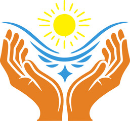 Radiant Hand and Sun Logo Symbolizing Hope and Energy