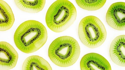 Fototapeta premium Kiwi slices on a white background