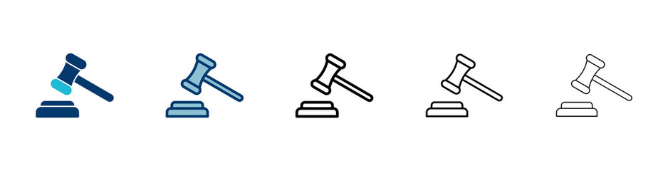 Gavel icon vector isolated on white background. Hammer icon vector. Judge Gavel Auction Icon Vector. Bid