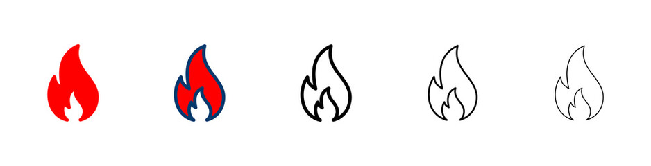 Obraz premium Fire icon vector isolated on white background. Fire flame icon template. Fire flames symbol vector