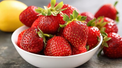 bowl of fresh strawberries on the table