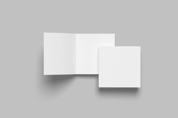 Square Brochure Magazine 3D Rendering White Blank Mockup