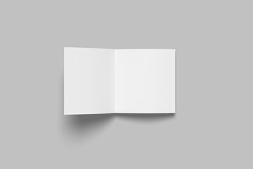 Blank square photorealistic brochure mockup on light grey background.