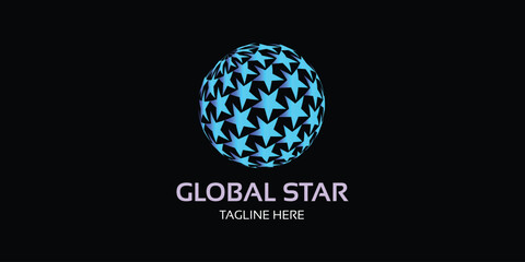 global logo with a combination of colorful stars and globe