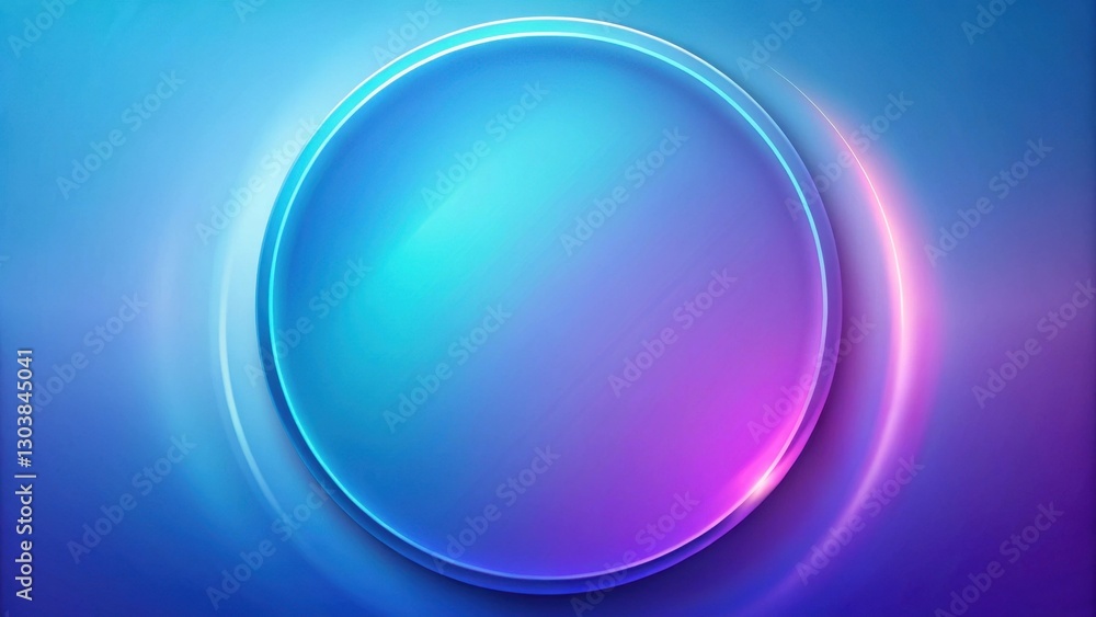 Wall mural abstract circular design with glowing neon effects and gradient background