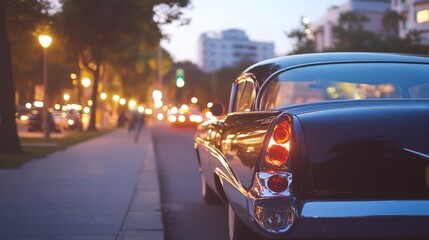 Naklejka premium Classic Car Evening City Street