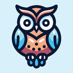 Modern Blue and Orange Owl Emblem