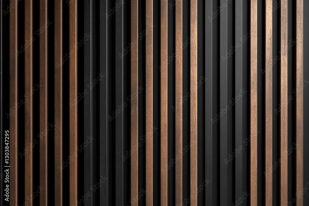 Wall mural a rhythmic pattern of alternating dark and light vertical wooden slats create a modern abstract back