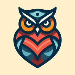 Sharp Gaze Red Owl with Tribal Geometric Patterns