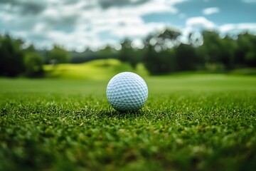 Obraz premium Golf ball on golf Field, Generative AI
