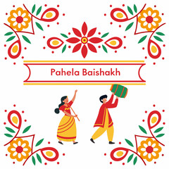 Obraz premium An image of the Bengali new year 'Pohela Boishakh' festival related vector design on a white background