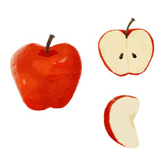 りんごの手描きカラーイラストセット
