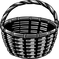 An empty bamboo basket vector illustration is on a white background 