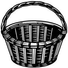 An empty bamboo basket vector illustration is on a white background