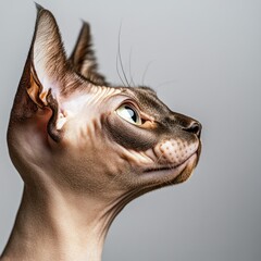 Detailed and sharp image of a Sphynx cat on a white background, ready for use in educational materials and specialty pet care branding, emphasizing its hairless skin.