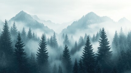 Misty Mountain Forest Landscape