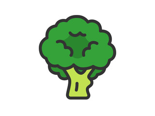 ブロッコリーのアイコン（線画カラー）のイラスト