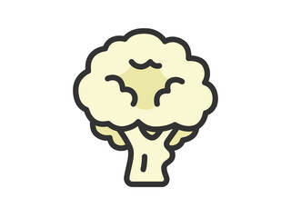 カリフラワーのアイコン（線画カラー）のイラスト